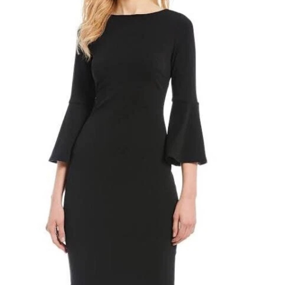 Calvin Klein Black Sheath Dress with Bell Sleeves